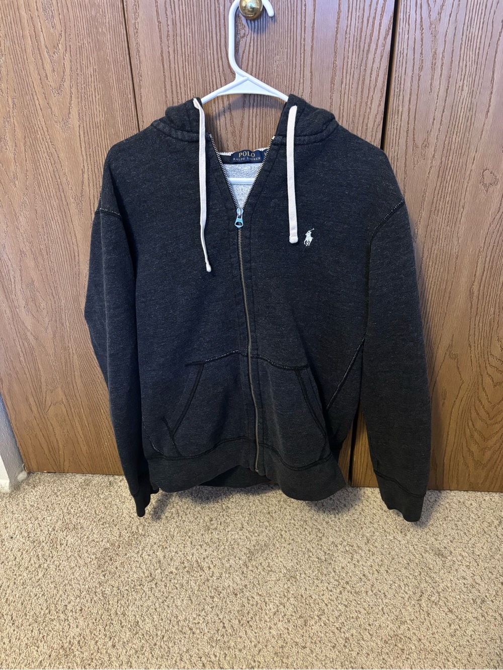Polo by Ralph Lauren Dark Charcoal Gray Zip-Up Hoodie Sweater - Men